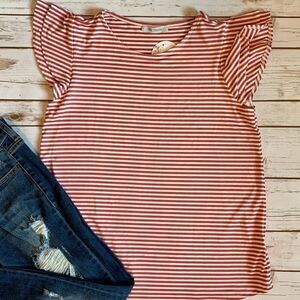 Coral Striped Top 